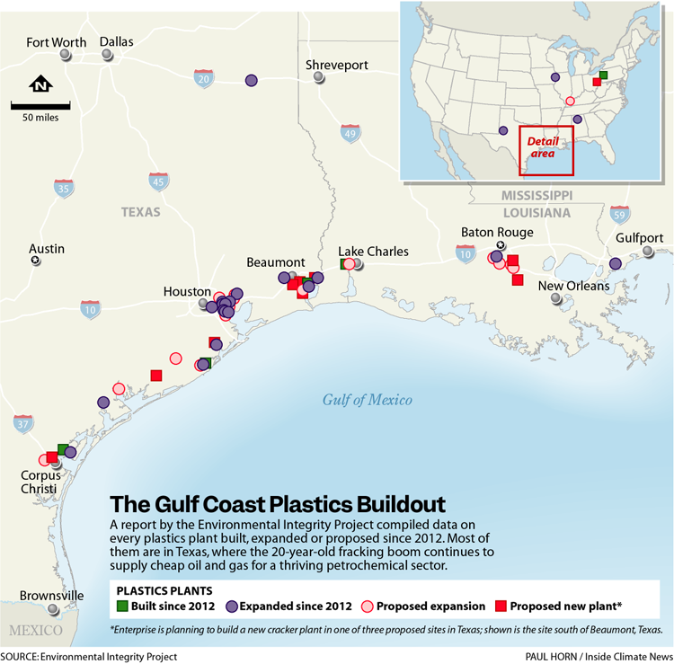 Map of the Gulf Coast buildout of industrial plants.