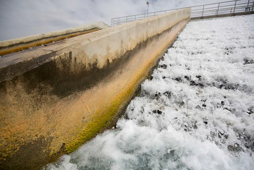 A cascade aerator at a Texas wastewater plant. Nearly 50 water utilities around Texas have reported levels of PFAS chemicals that exceed a new federal limit.